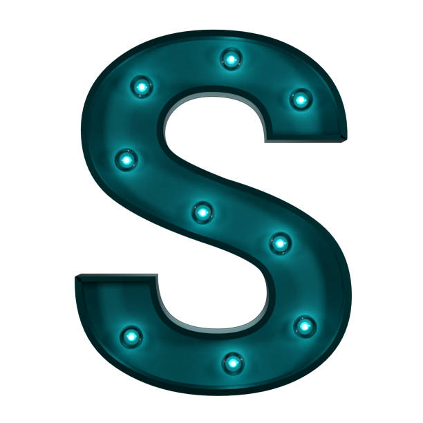 istock Blue Metallic Letter S With Light Bulbs 1392962992