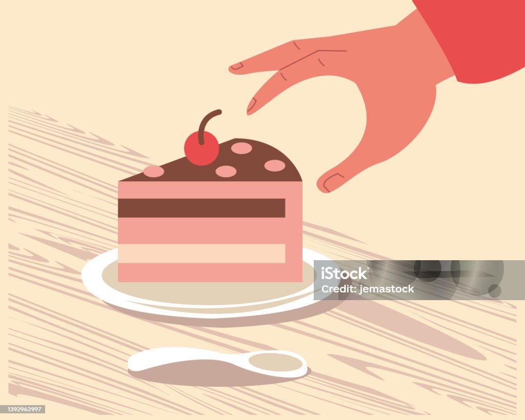 Cake Sign Hand Hand With Sweet Cake Stock Illustration - Download Image Now - Bakery ...