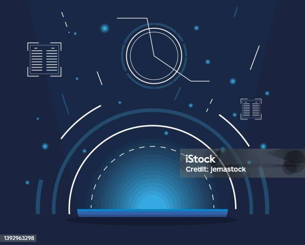 Tech Report Blue Tech Blue Background Stock Illustration - Download Image Now - Blue ...
