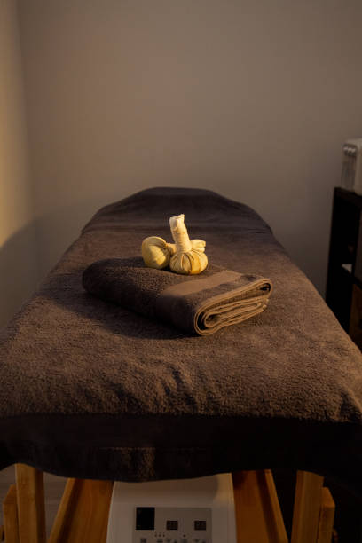 istock Massage room with zen atmosphere 1392969949