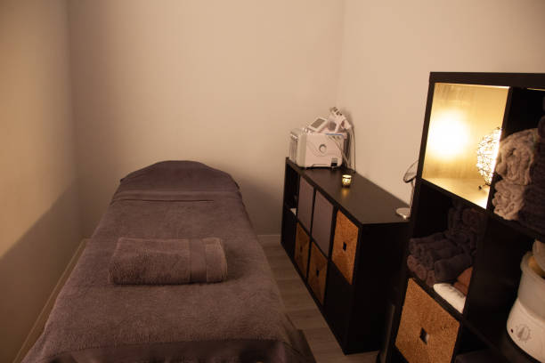 istock Massage room with zen atmosphere 1392970067