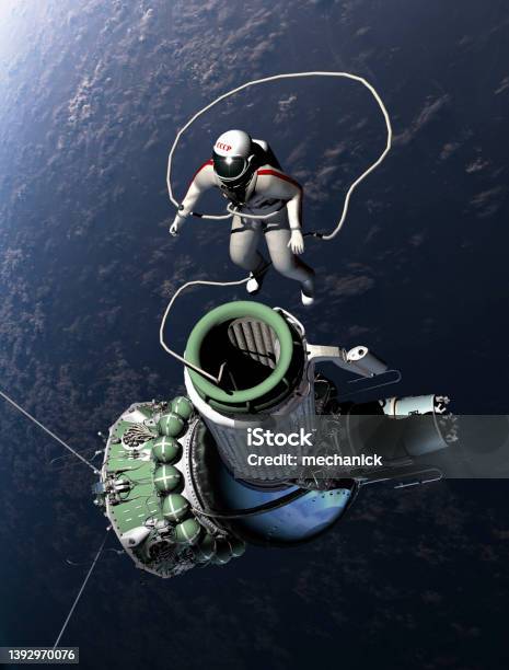 First Spacewalk 3d Illustration Stock Photo - Download Image Now - Russia, Korolev - Russia, Spacewalk