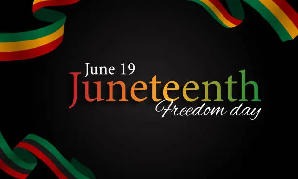 Vector illustration of Juneteenth Freedom Day. June 19 African American Liberation Day. Black, red and green. 2022. Vector