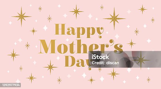 istock Mother’s Day greetings card with glitter stars. Happy Mother’s day. 1392977934