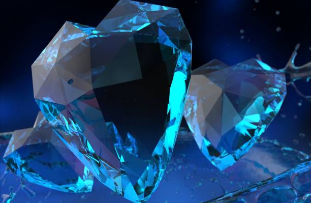 istock 3d render illustration of crystal hearts jems flying. 1392985890