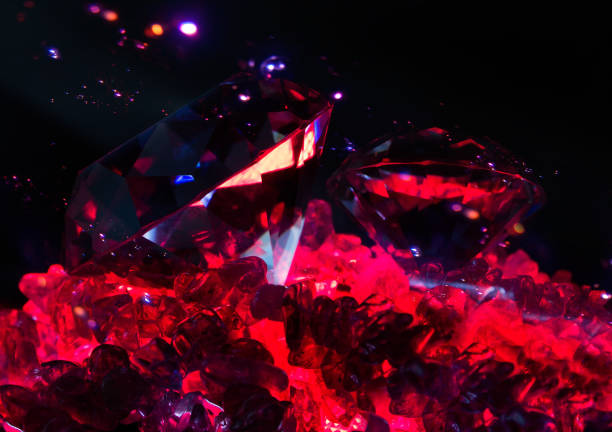 istock Rich glowing diamonds laying on a red lightened quartz. 1392986815
