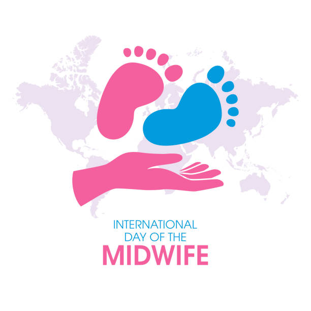 internationaler tag des hebammenvektors - midwife stock-grafiken, -clipart, -cartoons und -symbole