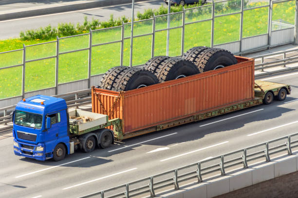 truck loaded with tires