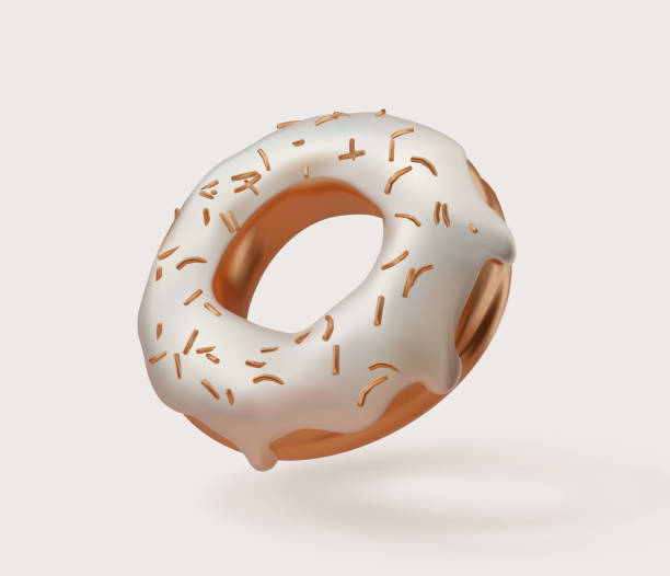 istock 3d realistic golden donut with silver icing and golden sprinkling vector illustration. Gold 3d realistic banner template 1392996434