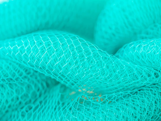 Abstract background of turquoise color mesh for grid pattern, rough and layer texture