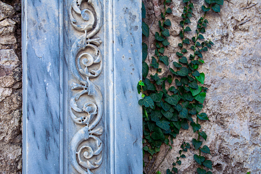 Antique stone carving, stone patterns, antique stucco. Photos of beautiful patterns created in the Roman Empire.