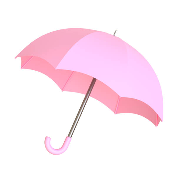 Pink umbrella isolated on a white background. 3D rendering 3D illustration