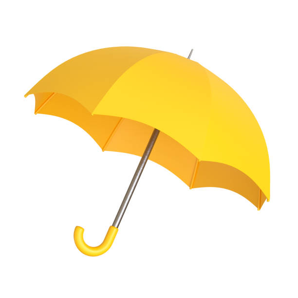 istock Yellow umbrella isolated on a white background 1393016223