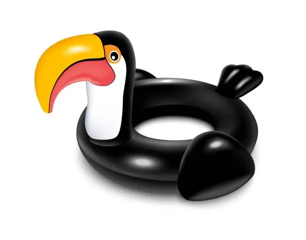 Vector illustration of Rubber toucan black toy realistic vector eps10