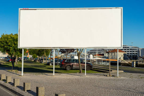 large blank and empty publicity panel in a public street in the city of Lisbon. stock photo