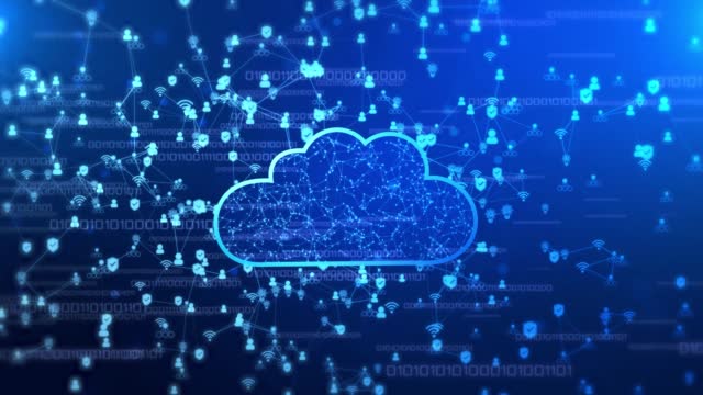 Cloud Computing, Big data and Global communication. Digital Cloud Computing Animation.