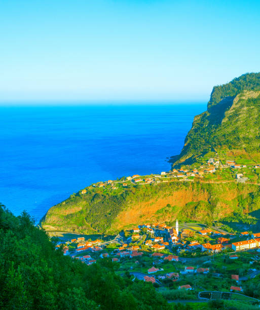 istock Landscape Maderia village mountains ocean 1393019181