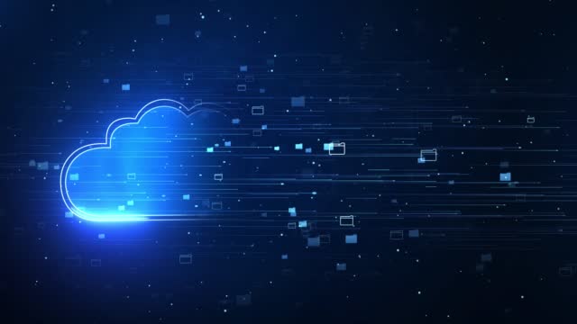 HUD Digital cloud computing cyberspace Technology network Loop Animation background.