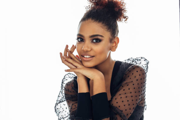 istock Beautiful afro woman with perfect make-up 1393020370