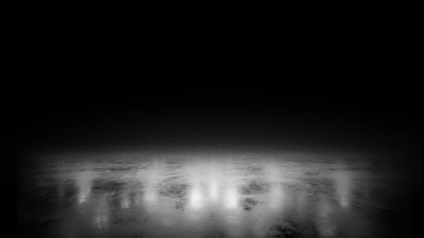 istock Wet concrete. 3D beautiful concrete background. Realistic wet concrete and flashes on dark background. Dark background 1393025330