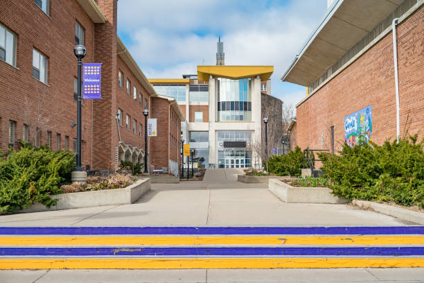 Wilfrid Laurier University Campus Ontario Canada The Wilfrid Laurier University campus in Waterloo, Ontario, Canada on a sunny day. wilfrid laurier stock pictures, royalty-free photos & images