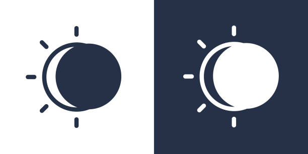 ilustraciones, imágenes clip art, dibujos animados e iconos de stock de icono de eclipse de sol - eclipse solar