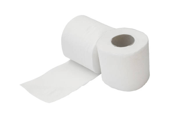 istock Two rolls of white tissue paper or napkin isolated on white back 1393033605