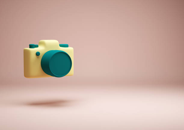 istock Yellow camera 3d green buttons render illustration 1393041763