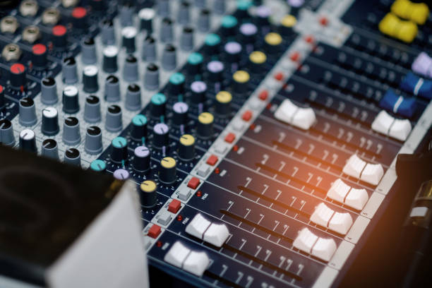istock sound check for concert, mixer control, music engineer, backstage 1393045116
