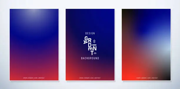 Vector illustration of abstract gradient red bold blue black colors a set of banner