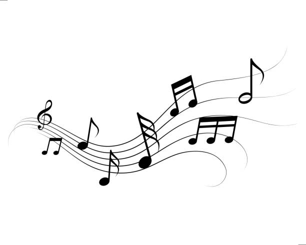 musical notes Flowing musical notes design element musical stave stock illustrations