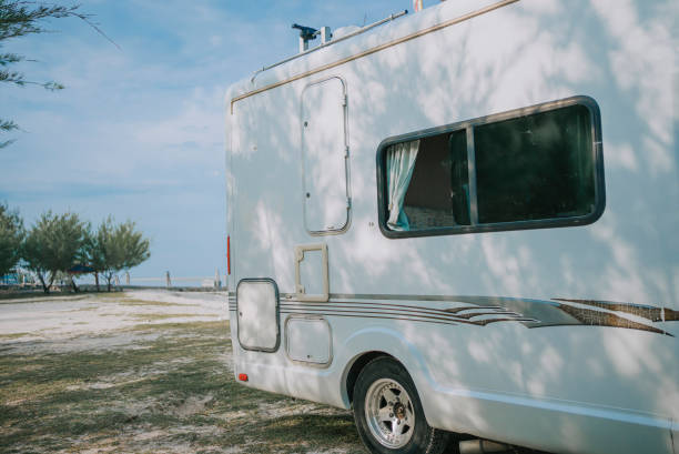 istock Motor home parked at beach during day 1393061693