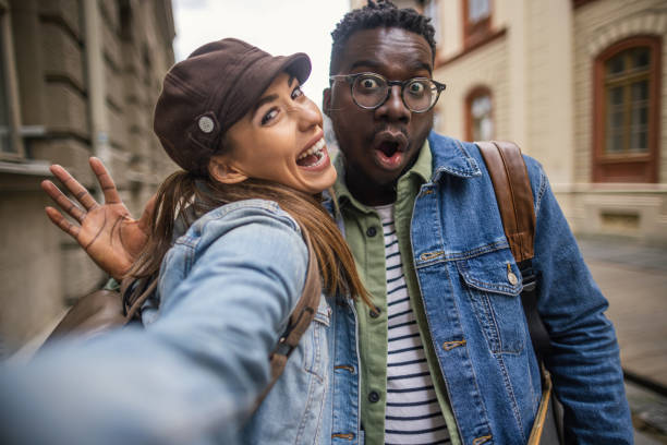 istock Multiracial couple selfie 1393064671