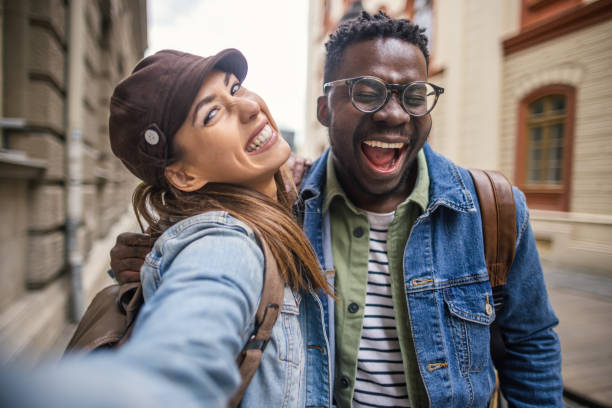 istock Multiracial couple selfie 1393065455