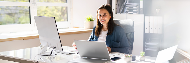 Professional Accountant Woman In Office Doing Accounting And Budget