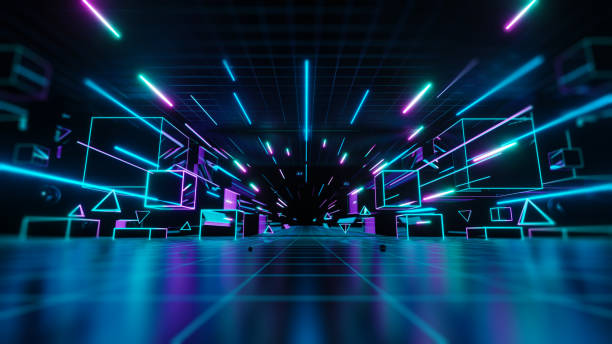3d abstract, geometric landscape background with polygonal structure, metaverse cyber space virtual reality, Podium show products, place for product, colored neon lights, retro sci-fi style 3d abstract, geometric landscape background with polygonal structure, metaverse cyber space virtual reality, Podium show products, place for product, colored neon lights, retro sci-fi style cyberpunk stock pictures, royalty-free photos & images