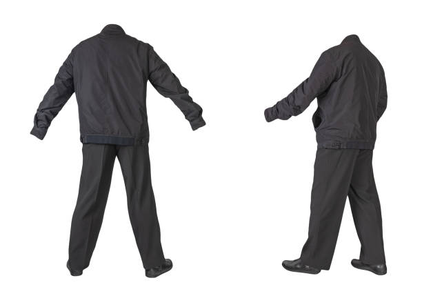 istock men's jacket , pants and leather shoes isolated on white background. 1393079160