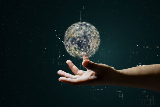 istock Hand holding earth model with connection network, world wild connection concept 1393087337