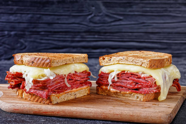 istock reuben sandwich with corned beef, top view 1393087578