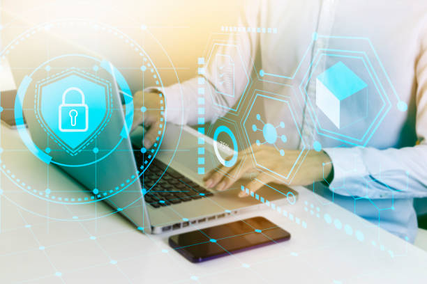 istock Protecting business information,Confidence concept in computer security system.,Businessman checking the system at work 1393092478