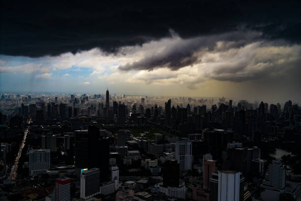 istock Cloudy sky and Bangkok city (Thailand) 1393093224