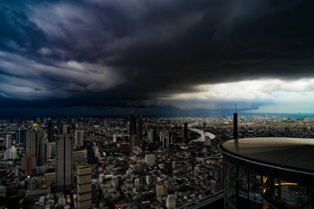 istock Cloudy sky and Bangkok city (Thailand) 1393093255