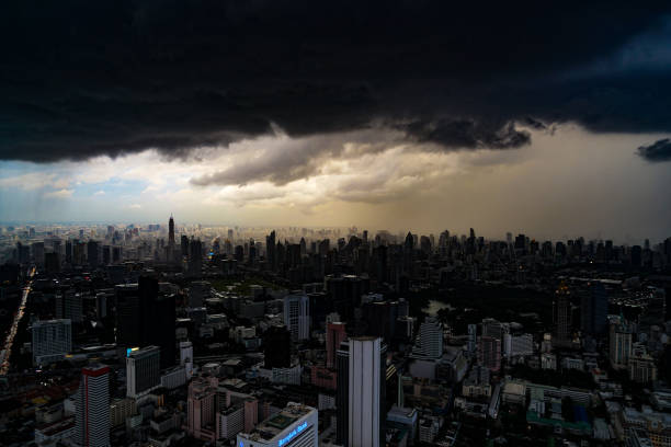 istock Cloudy sky and Bangkok city (Thailand) 1393093261