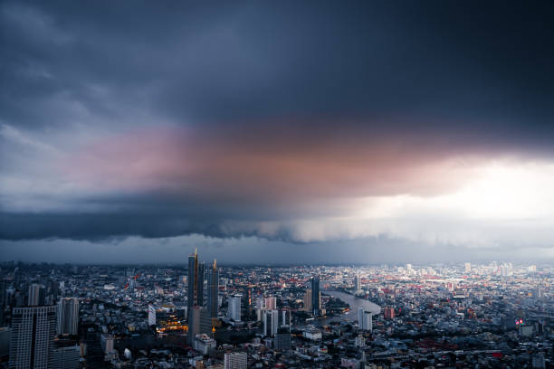 istock Cloudy sky and Bangkok city (Thailand) 1393093297