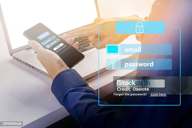 Logging In Via Mobile Securely For Smooth Operationsecurity In Entering The Internal Management System Stock Photo - Download Image Now
