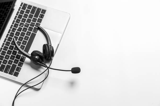 istock Headset and customer support equipment at call center ready for actively service , Communication support, call center and customer service help desk. for (call center) concept . 1393097437