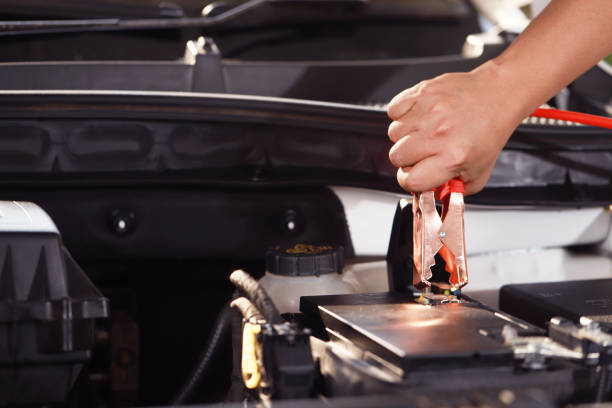 istock Check the car battery pot before traveling. 1393101278