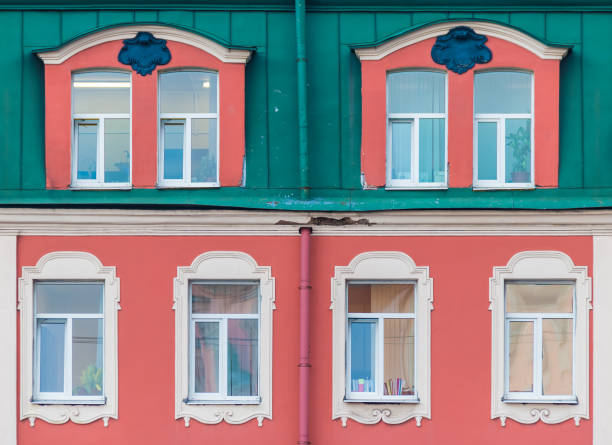 istock Windows in row on facade of historic building 1393101635