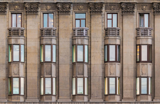 istock Windows in row on facade of historic building 1393103260