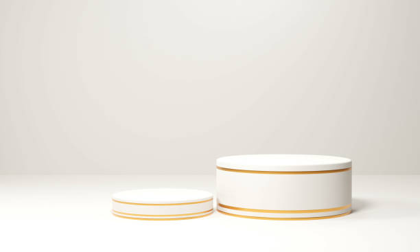 istock Stage podium in white studio room with beautiful and elegant abstract background 1393104217